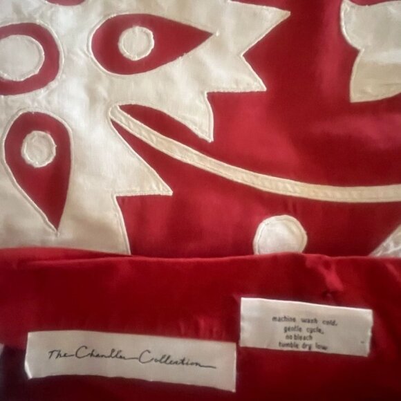 The Chandler Collection Red & White Applique Standard Pillow Shams Cottage Core - Picture 4 of 4